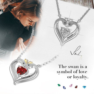 Personalized Birthstone Animal Swan Heart Shape Pendant Necklace