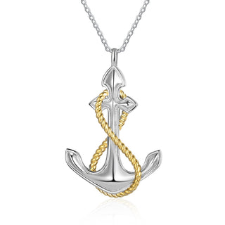Rhodium Plated Personalized Anchor Necklace