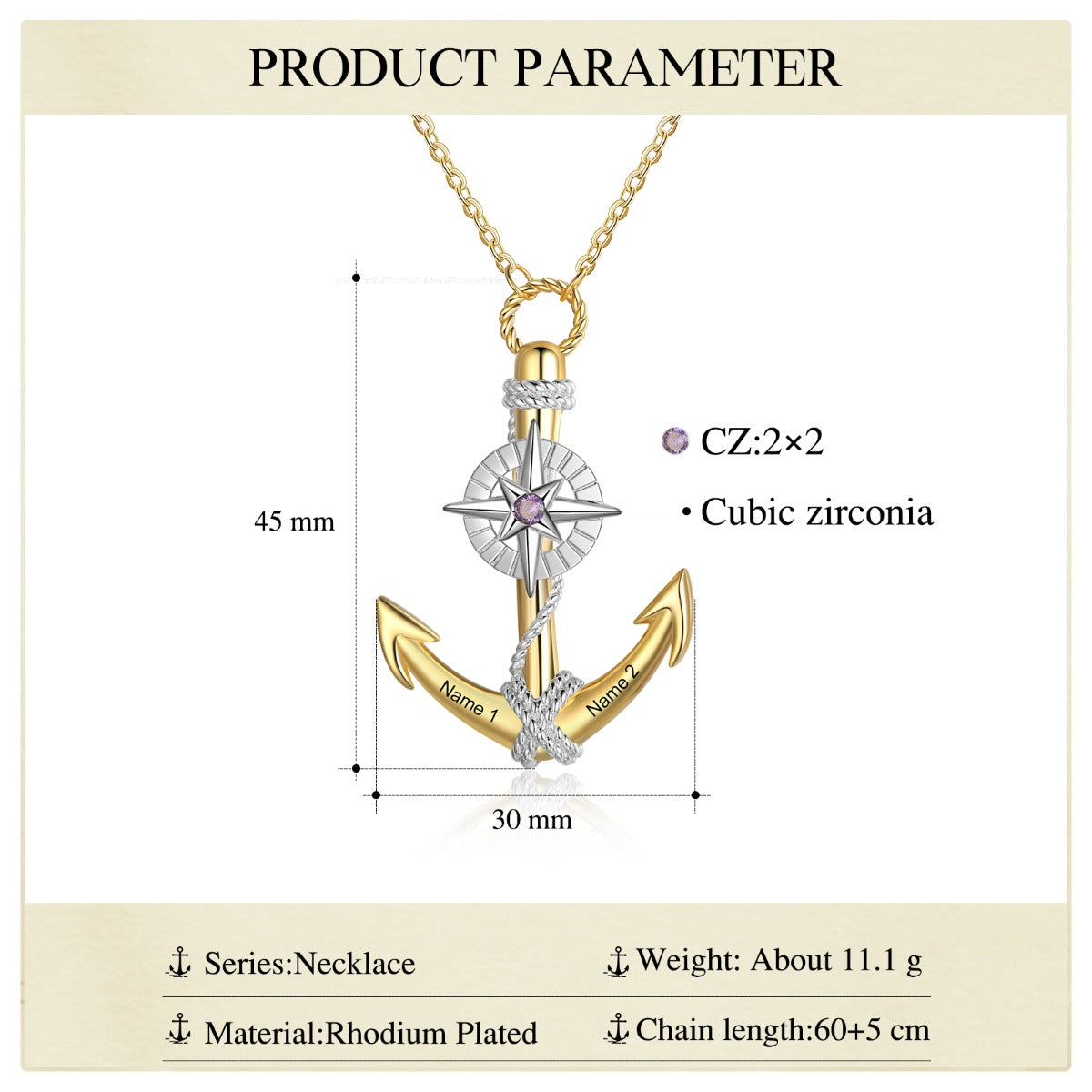 Jewelry Personalized Demon Eye Eight-pointed Star Anchor Necklace
