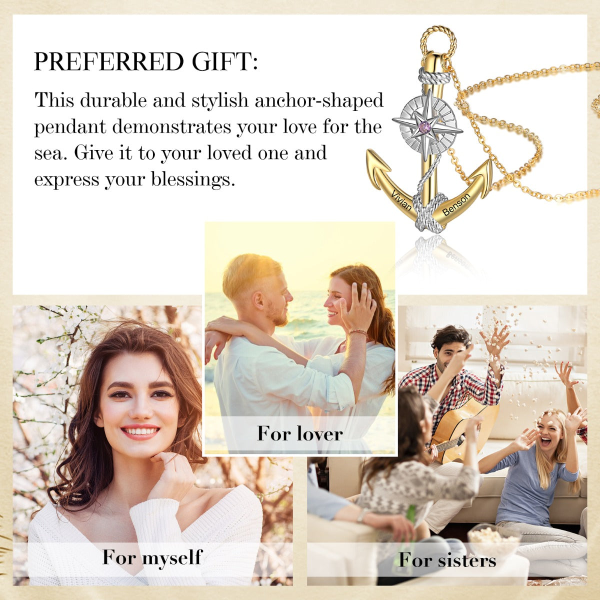 Jewelry Personalized Demon Eye Eight-pointed Star Anchor Necklace