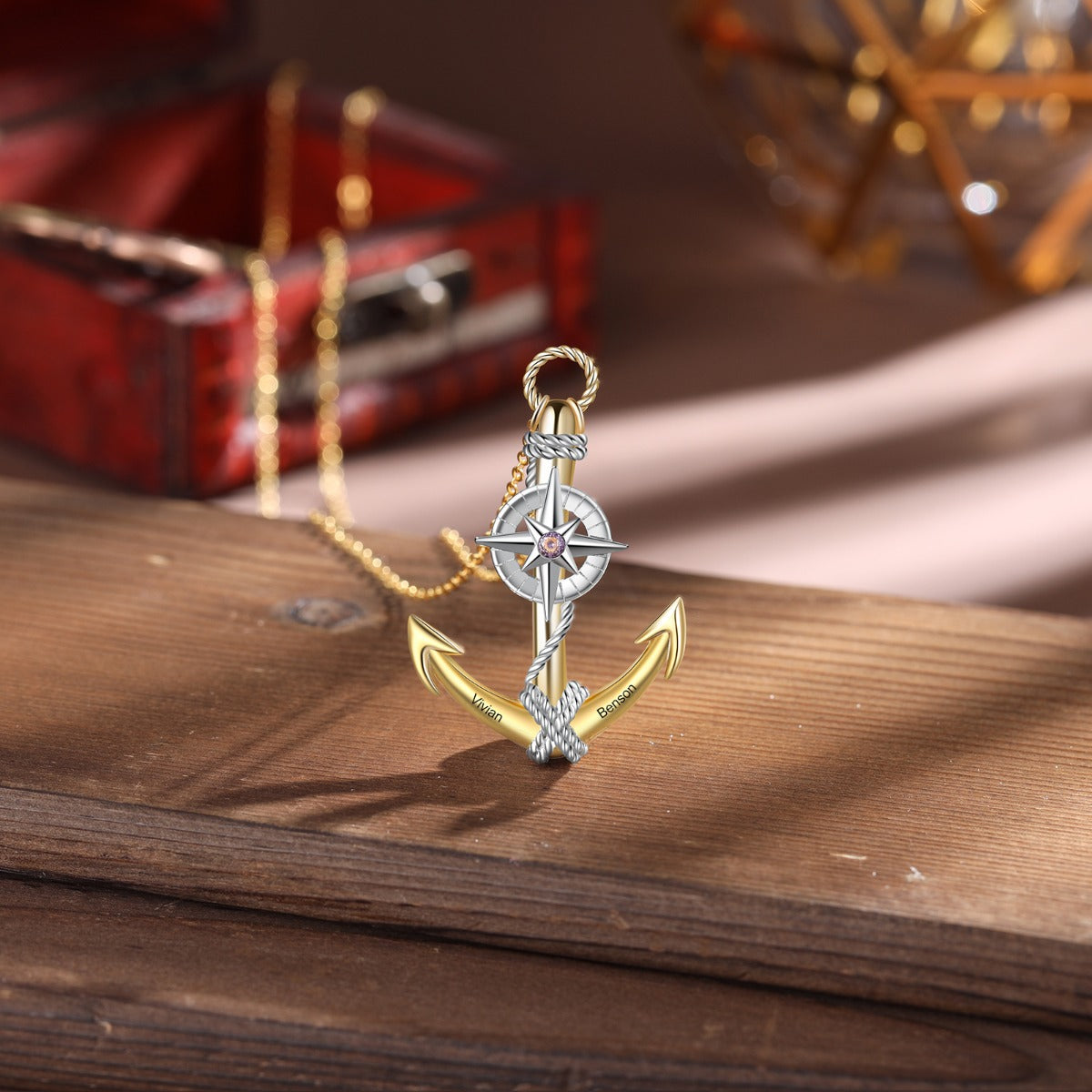 Jewelry Personalized Demon Eye Eight-pointed Star Anchor Necklace