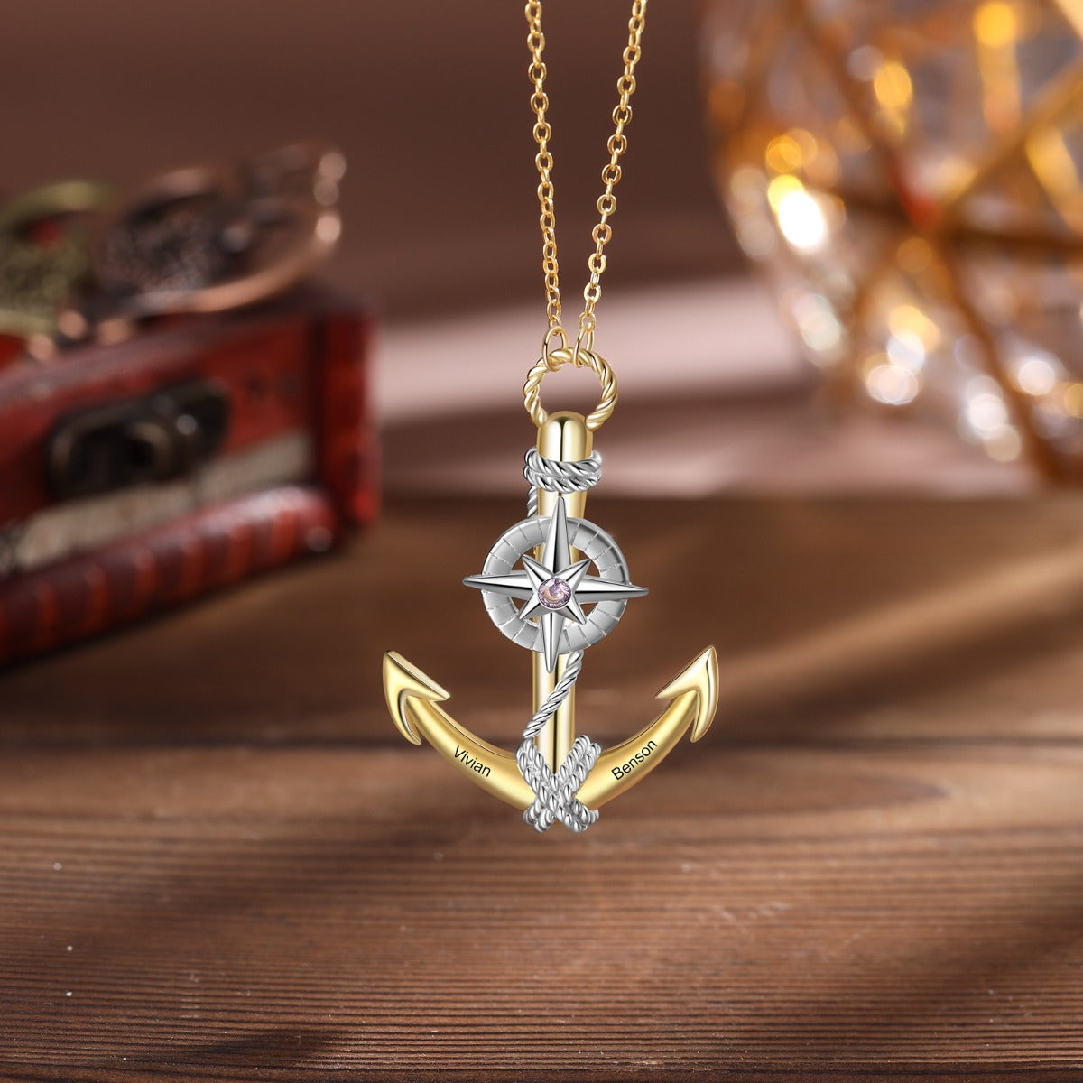 Jewelry Personalized Demon Eye Eight-pointed Star Anchor Necklace