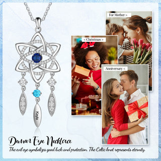 Rhodium Plated Dreamcatcher Evil Eye Necklace