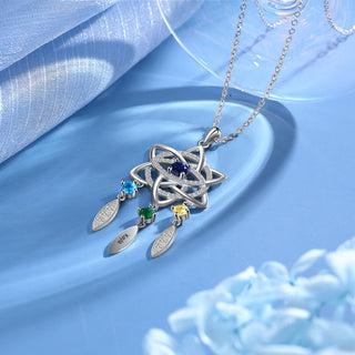 Rhodium Plated Dreamcatcher Evil Eye Necklace