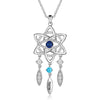 Rhodium Plated Dreamcatcher Evil Eye Necklace