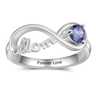 S925 Sterling Silver MOM Rings with Birthstone