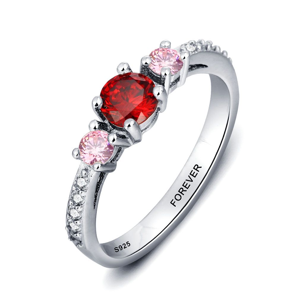 Personalized Birthstone 925 Sterling Silver Ring