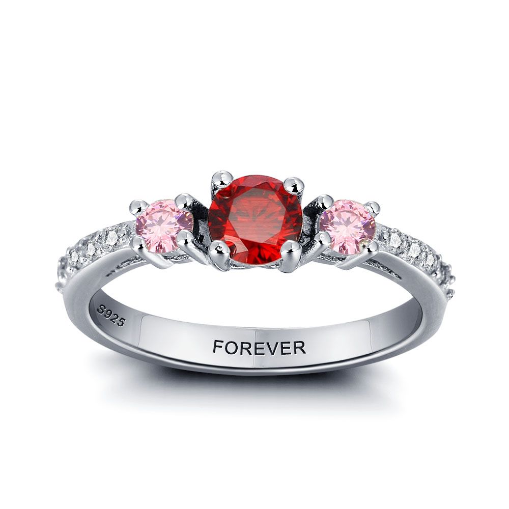 Personalized Birthstone 925 Sterling Silver Ring