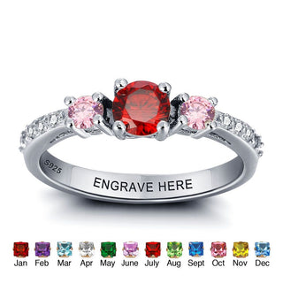 Personalized Birthstone 925 Sterling Silver Ring