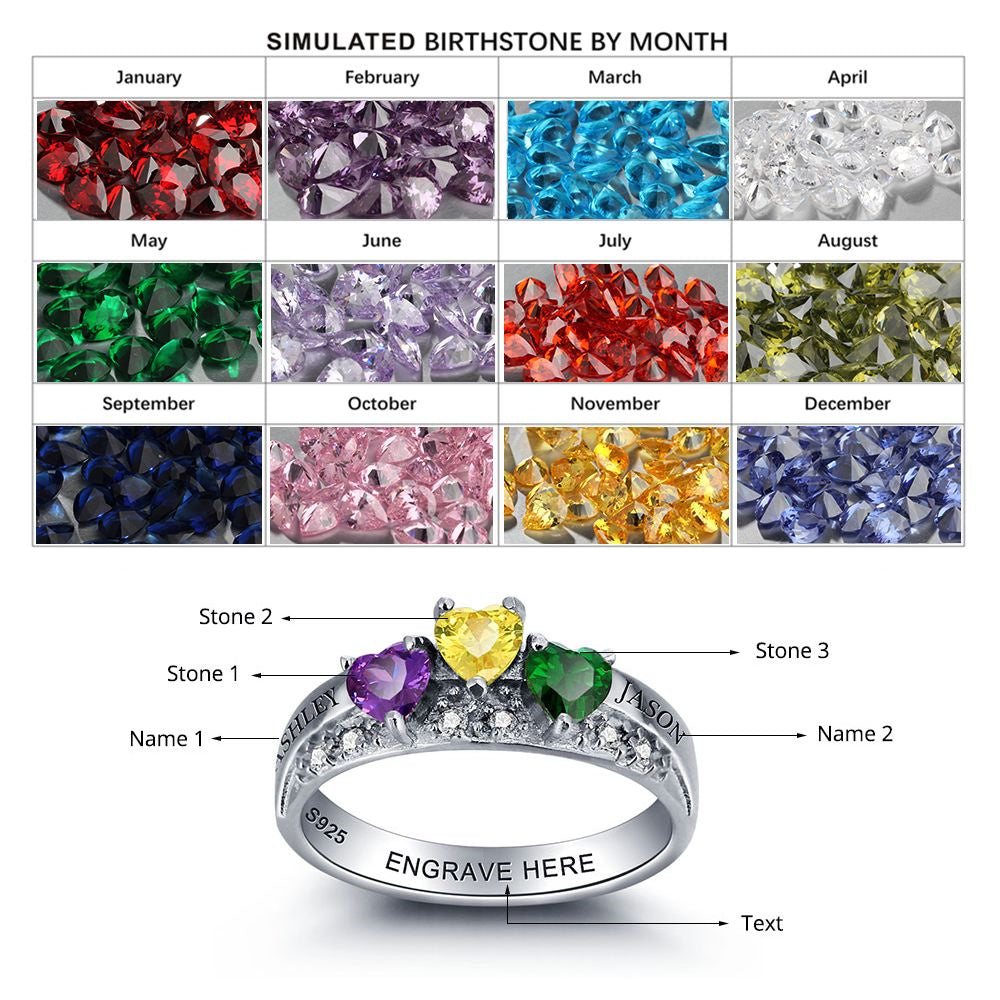 S925 Birthstone Name Rings