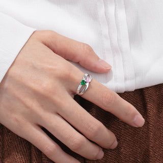 925 Sterling Silver Heart Birthstone Rings