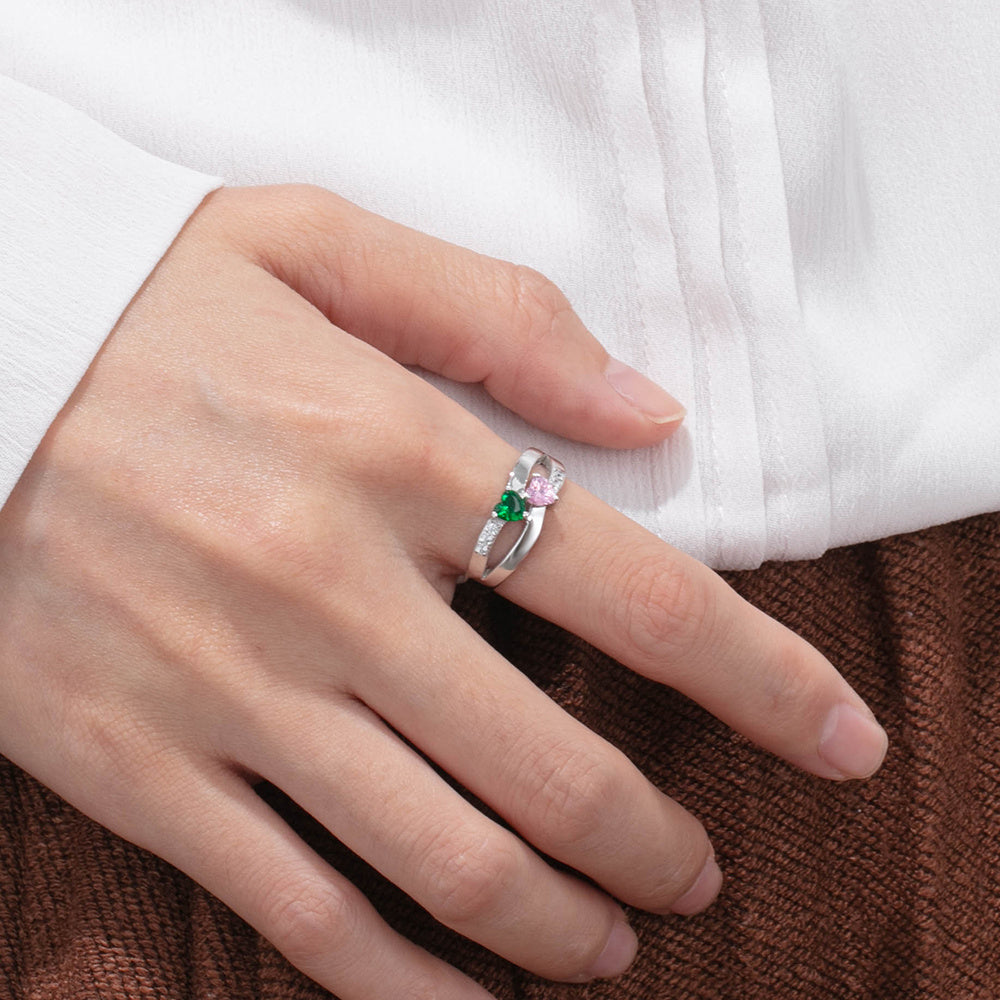 925 Sterling Silver Heart Birthstone Rings