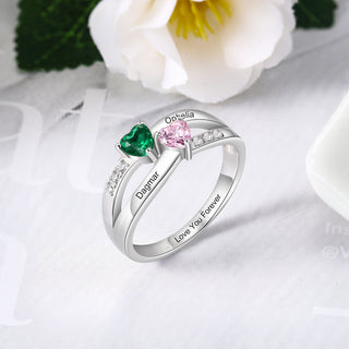 925 Sterling Silver Heart Birthstone Rings