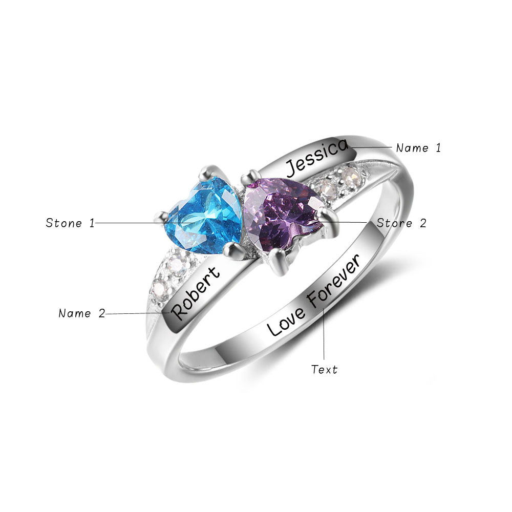 925 Sterling Silver Personalized Birthstone Ring