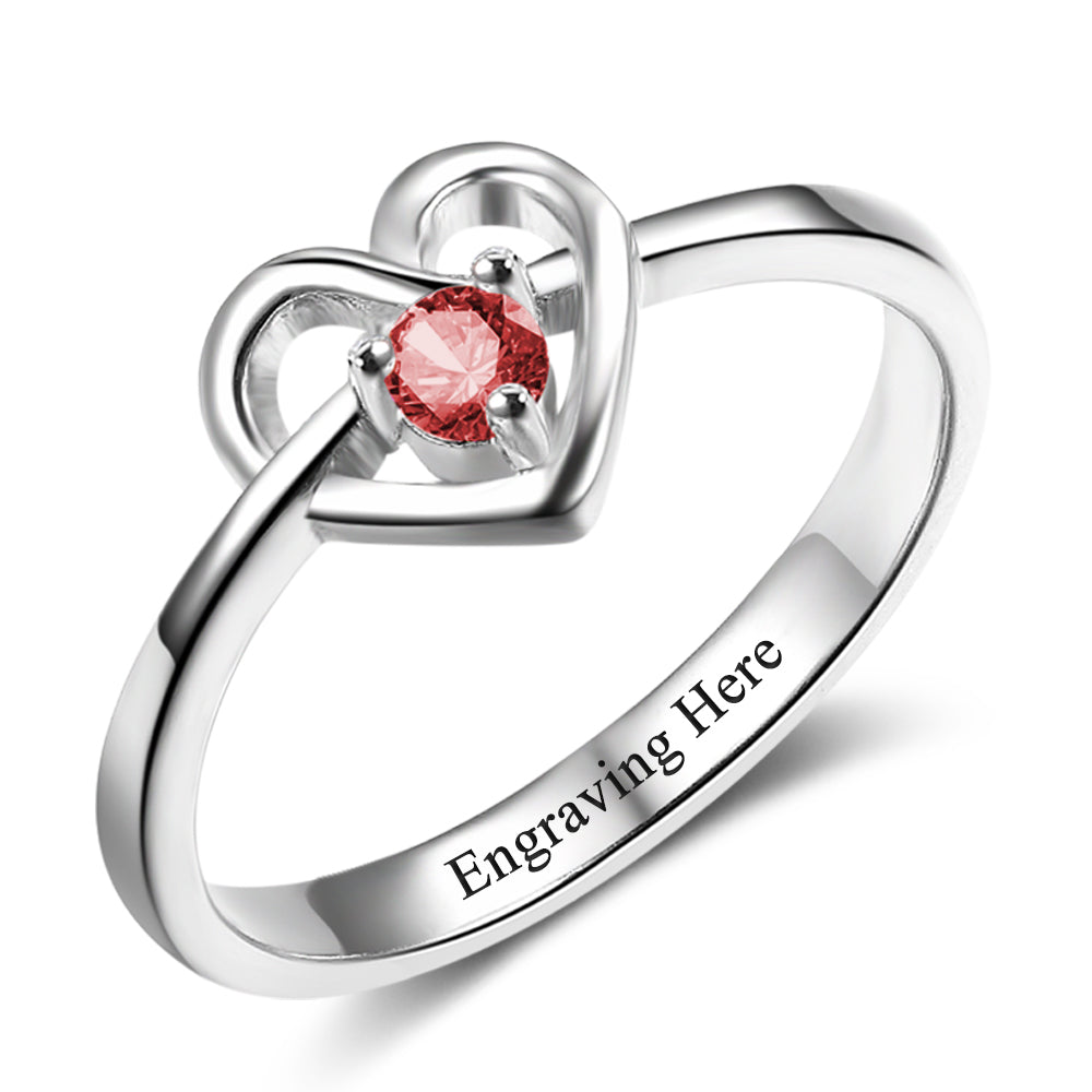 925 Sterling Silver Personalized Birthstone Ring