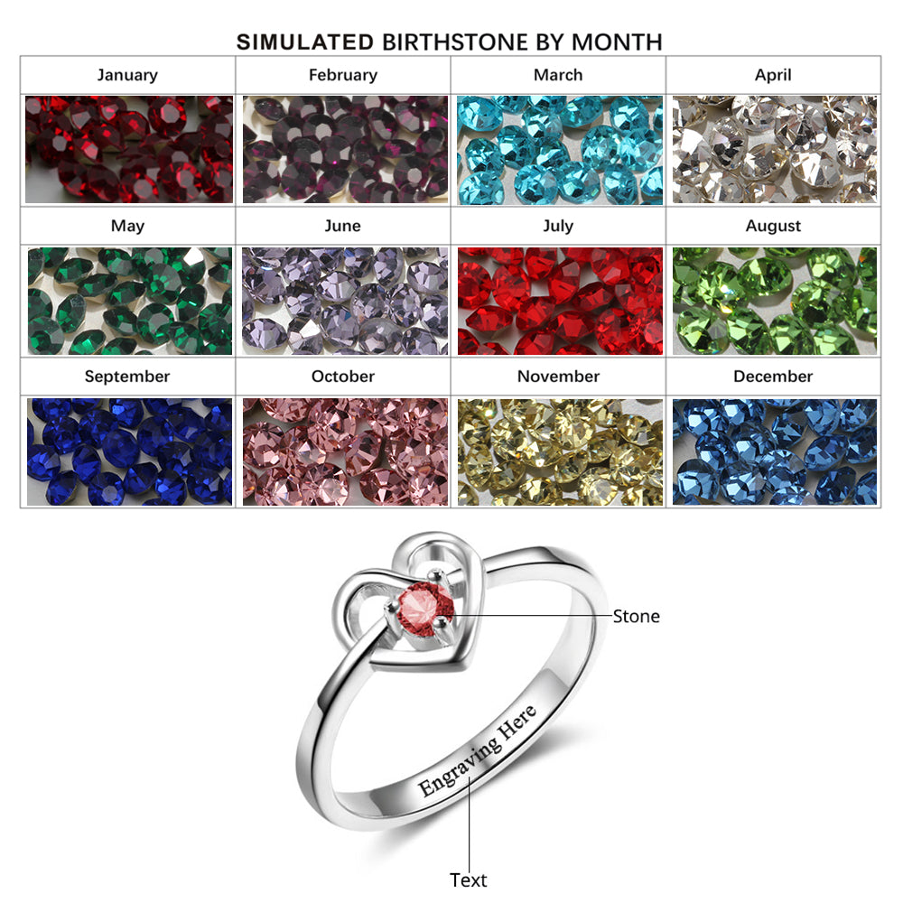 925 Sterling Silver Personalized Birthstone Ring