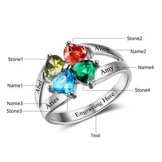 925 Sterling Silver Birthstone Ring with Name