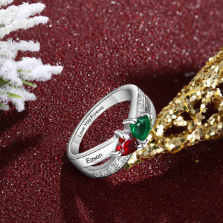 Custom Birthstone 925 Sterling Silver Heart Ring