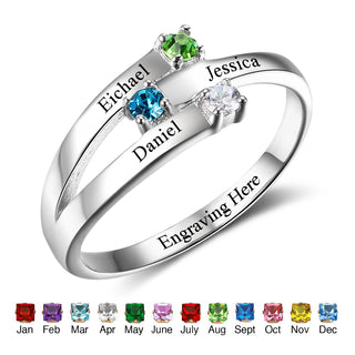 Engraved 925 Sterling Silver Birthtsone Ring