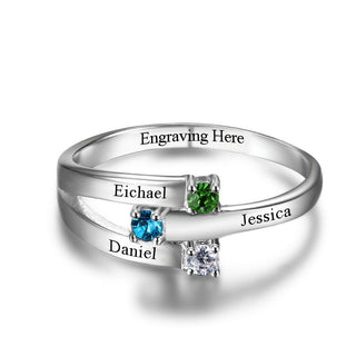 Engraved 925 Sterling Silver Birthtsone Ring