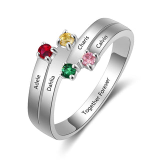 S925 Birthstone Rings with Personalized Name