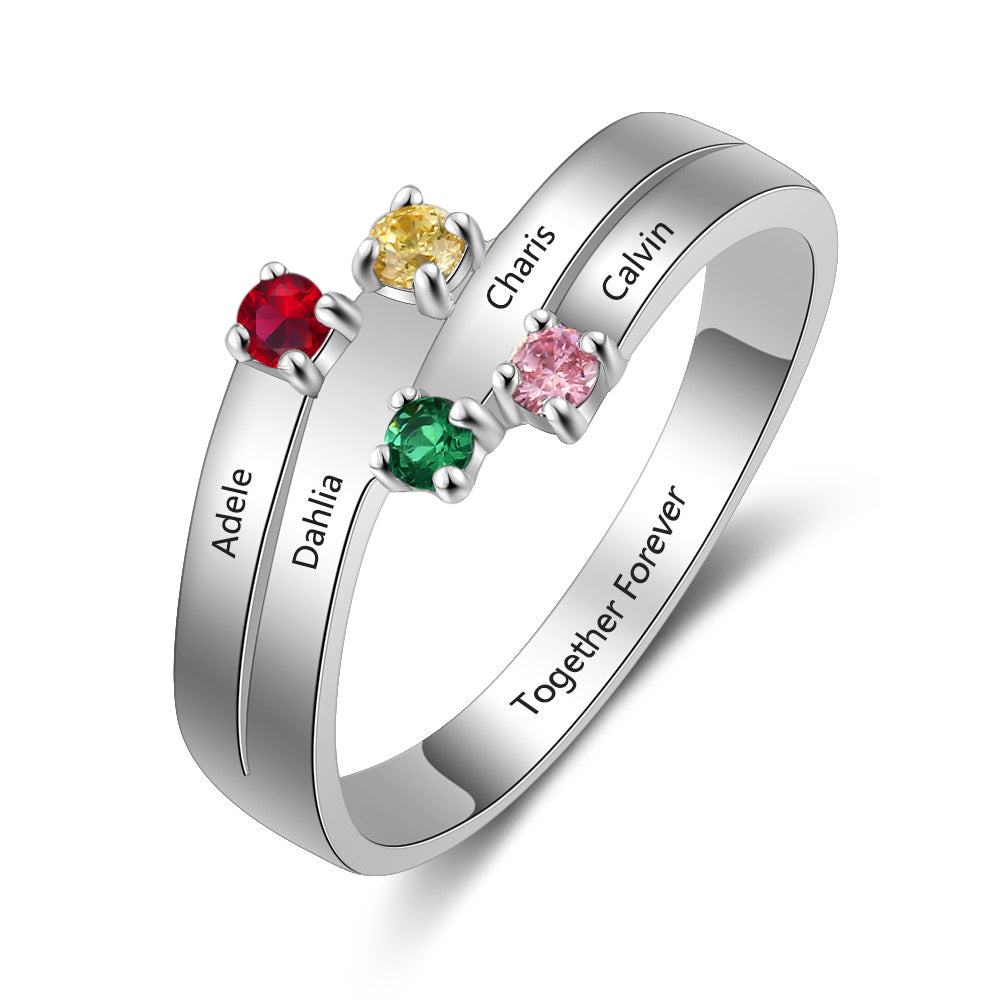 S925 Birthstone Rings with Personalized Name