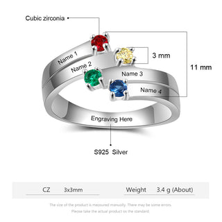 S925 Birthstone Rings with Personalized Name