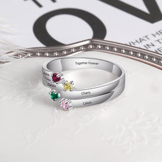 S925 Birthstone Rings with Personalized Name