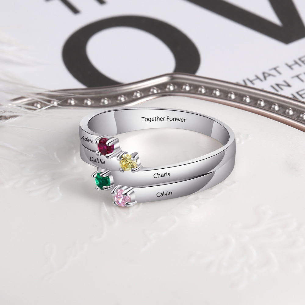 S925 Birthstone Rings with Personalized Name