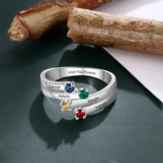 S925 Birthstone Rings with Personalized Name