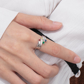 S925 Birthstone Rings with Personalized Name