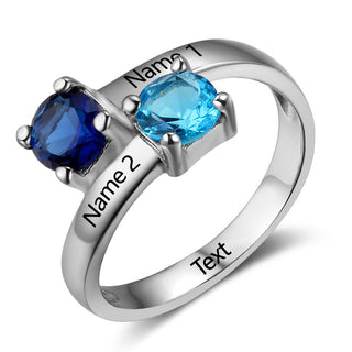 Birthstone Personalized Silver Ring