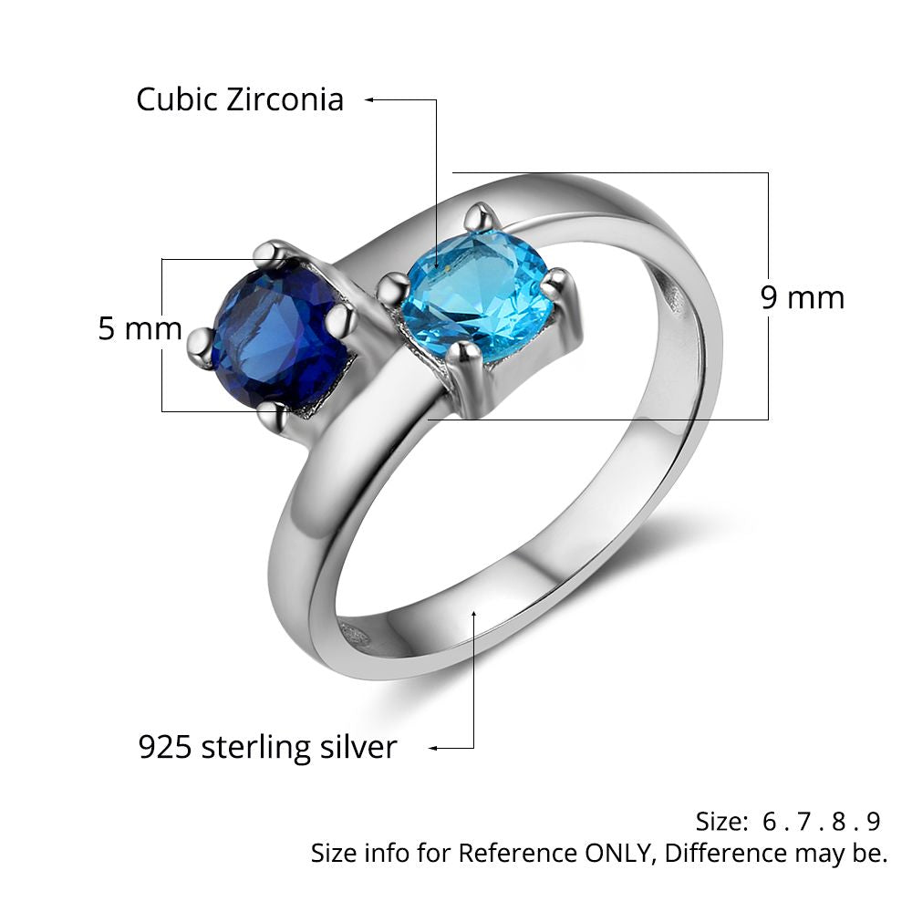 Birthstone Personalized Silver Ring