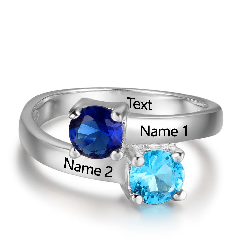 Birthstone Personalized Silver Ring