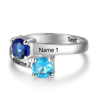 Birthstone Personalized Silver Ring