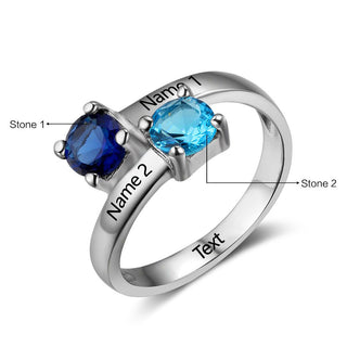 Birthstone Personalized Silver Ring