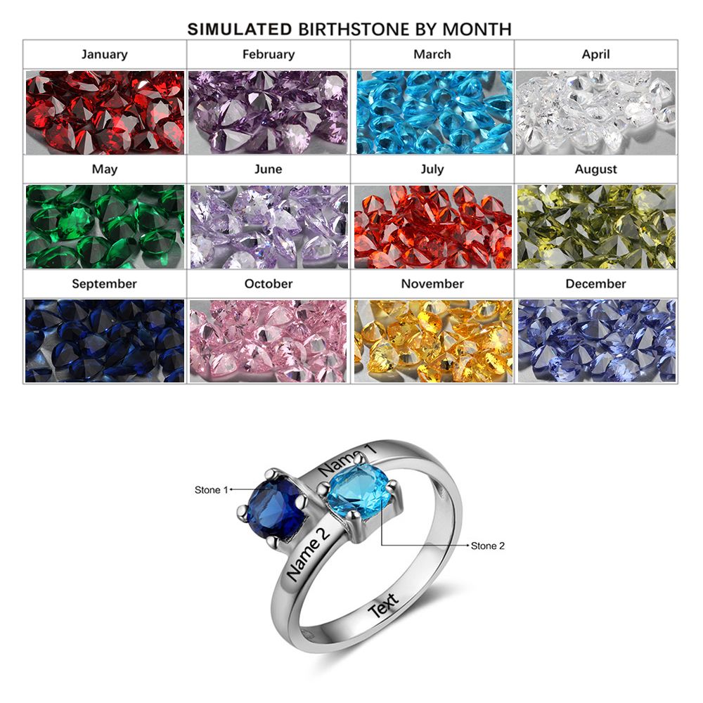 Birthstone Personalized Silver Ring