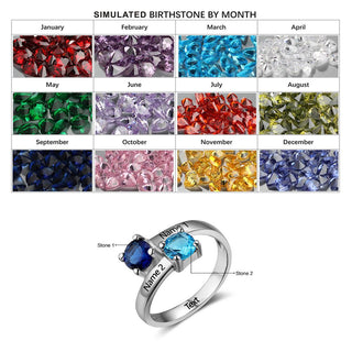 Birthstone Personalized Silver Ring