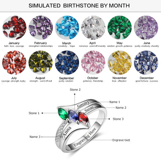 Birthstone & Engraved Sterling Silver Ring