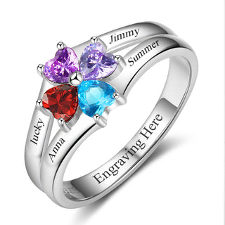 Engraved Name Birthstones Ring