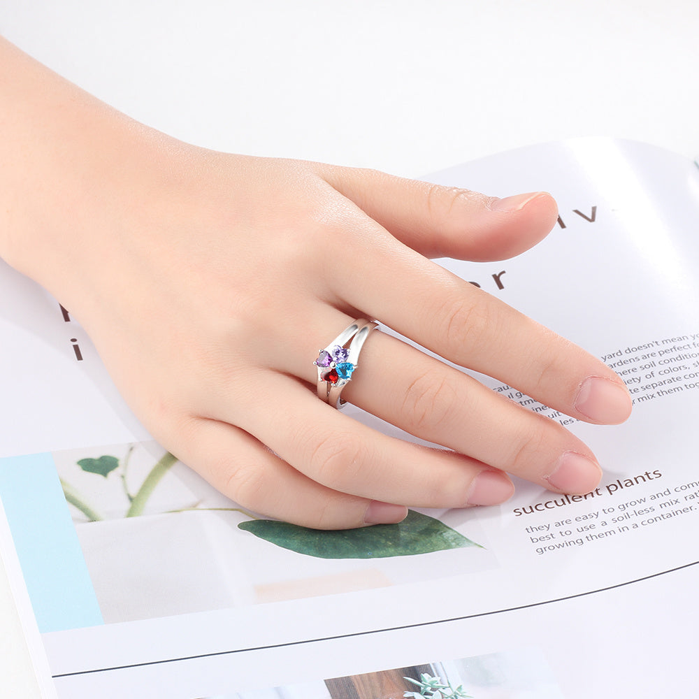 Engraved Name Birthstones Ring