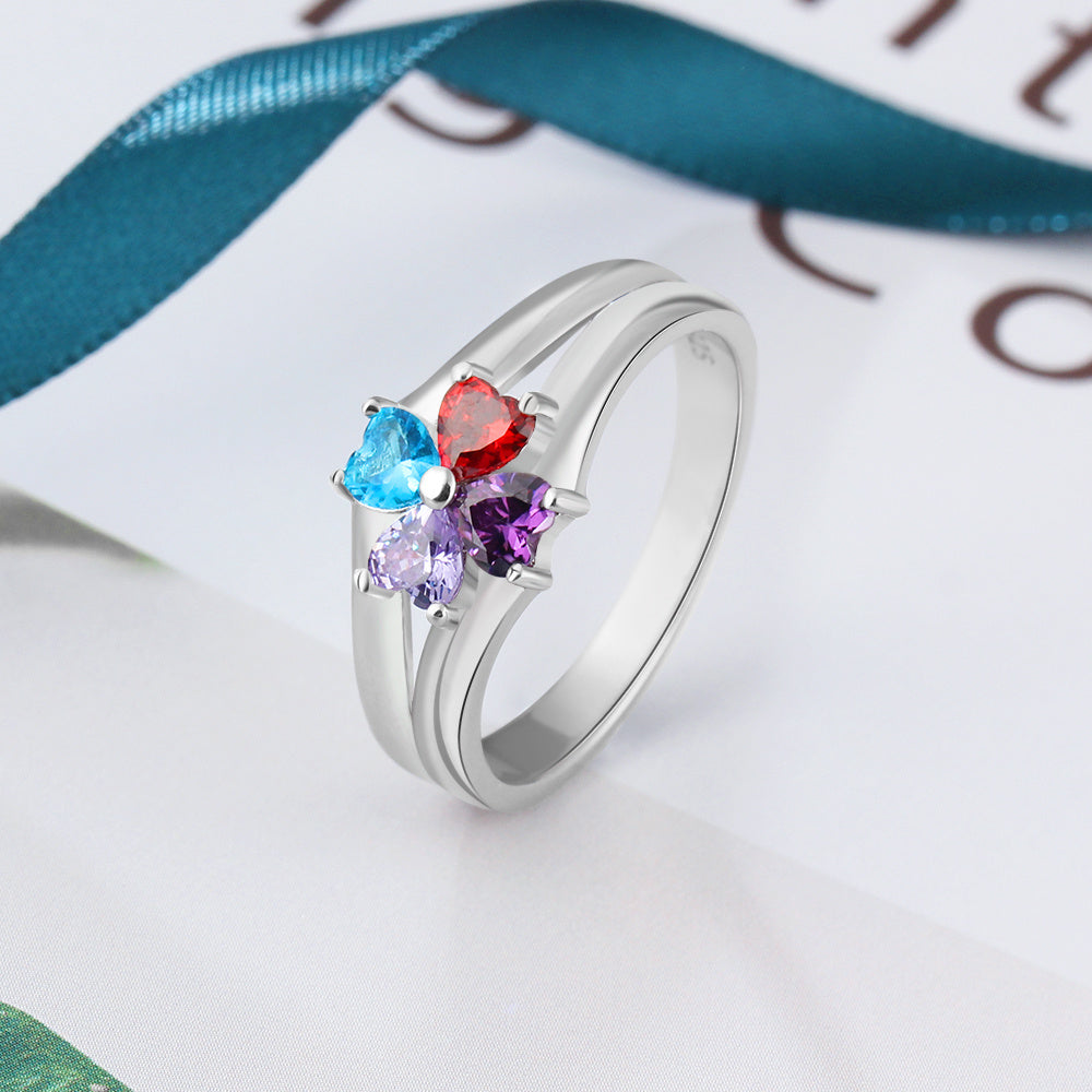Engraved Name Birthstones Ring