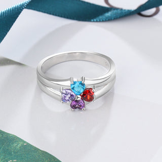 Engraved Name Birthstones Ring