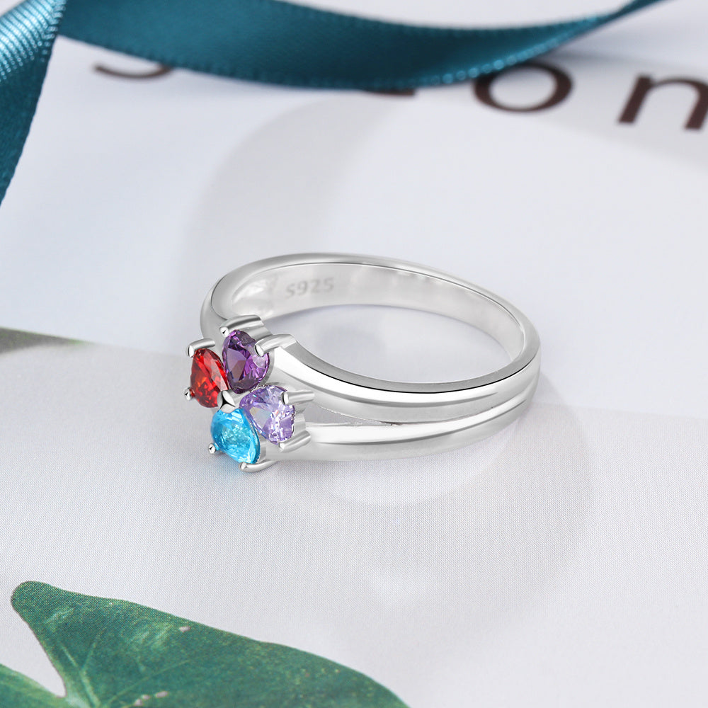 Engraved Name Birthstones Ring