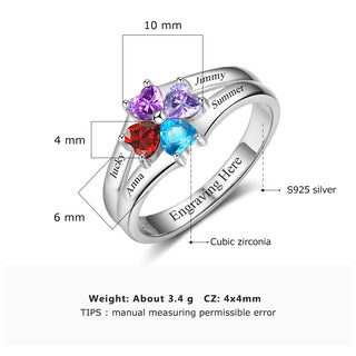 Engraved Name Birthstones Ring