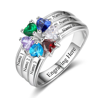 Birthstone Engraved Sterling Silver Ring