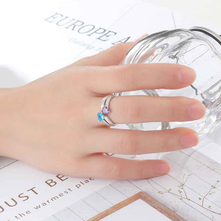 925 Sterling Silver Personalized Heart Stone Ring