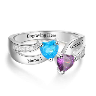 925 Sterling Silver Personalized Heart Stone Ring