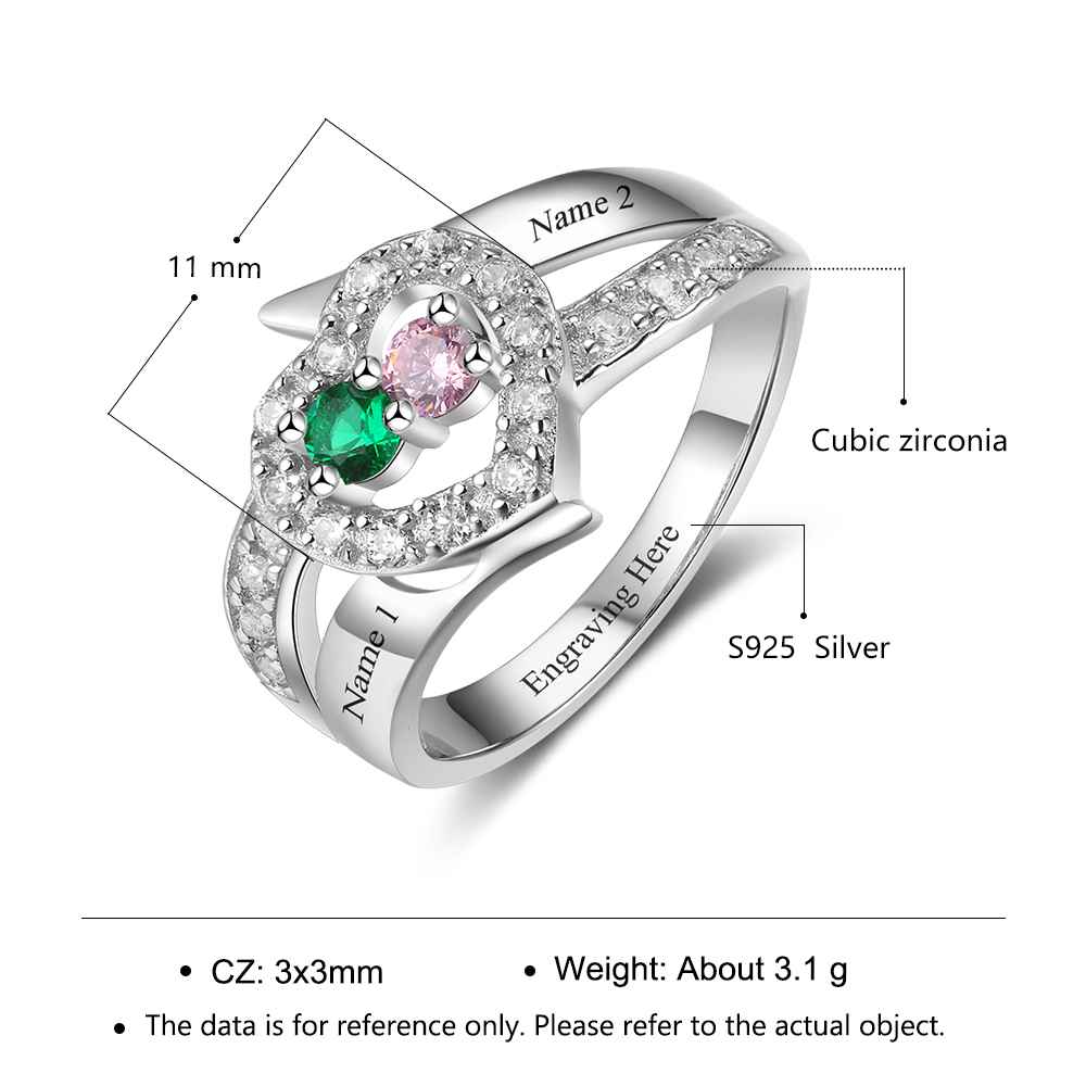 925 Sterling Silver Heart Ring with Name