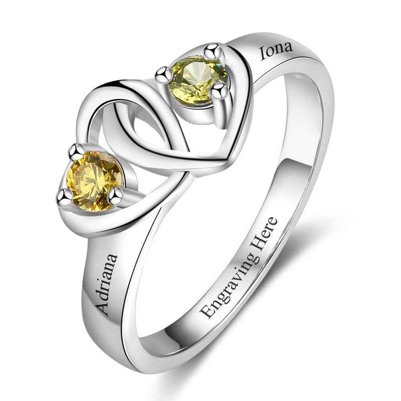 925 Sterling Silver Double Heart Ring
